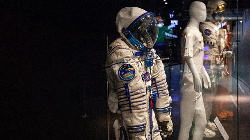Spacesuits on display at the National Space Centre in Leicester