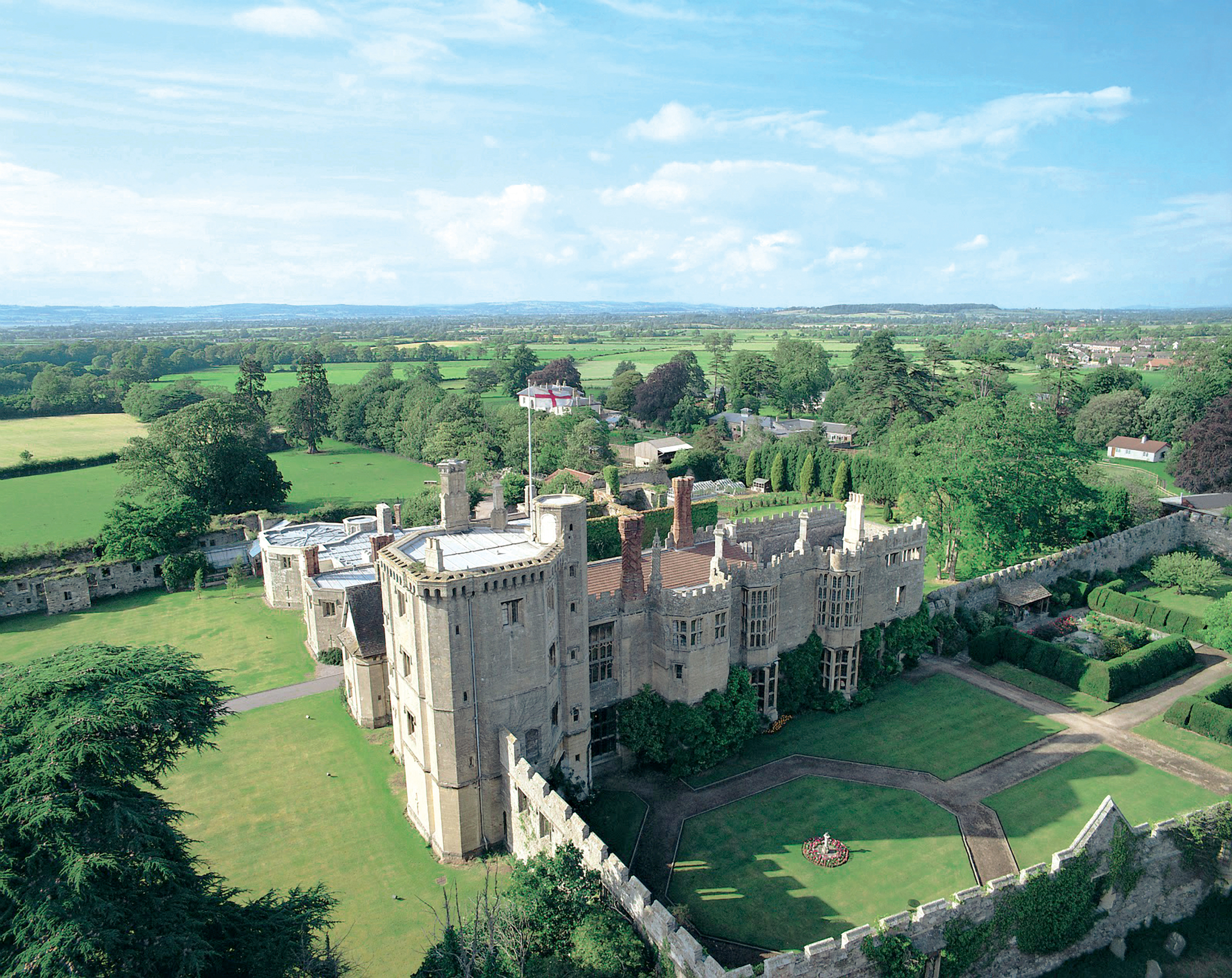 An overhead view of Thornbury Castle on the outskirts of Bristol