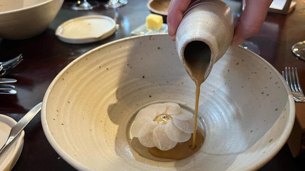 A plate of food at Restaurant Sat Bains