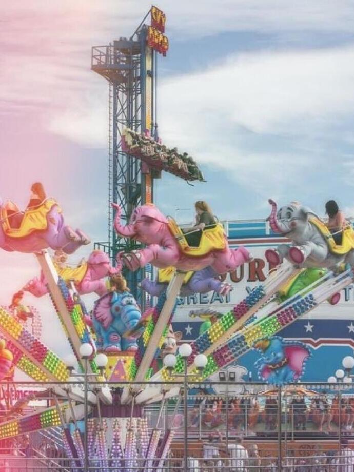 View to a fairground ride at Great Yarmouth Pleasure Beach