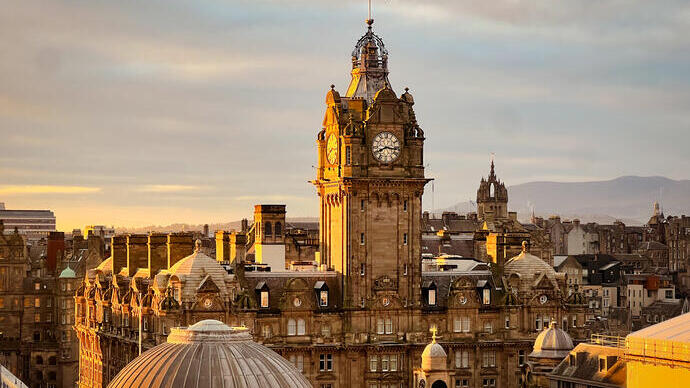 Rooftop view of heritage city buildings