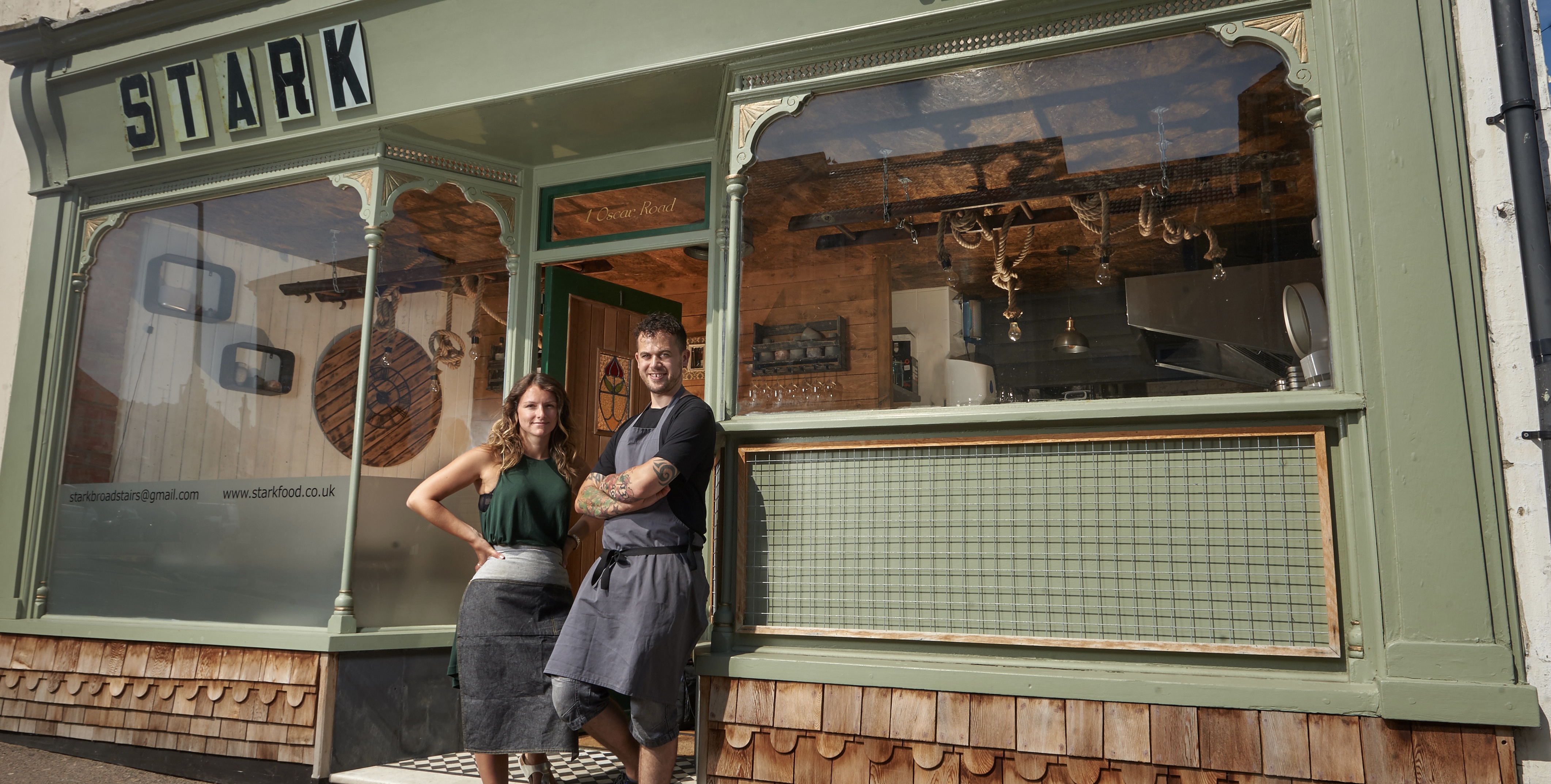 Chef Ben Crittenden and wife Sophie outside their 12 seat restaurant, Stark