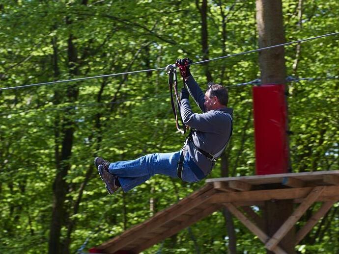 Man on a zipline