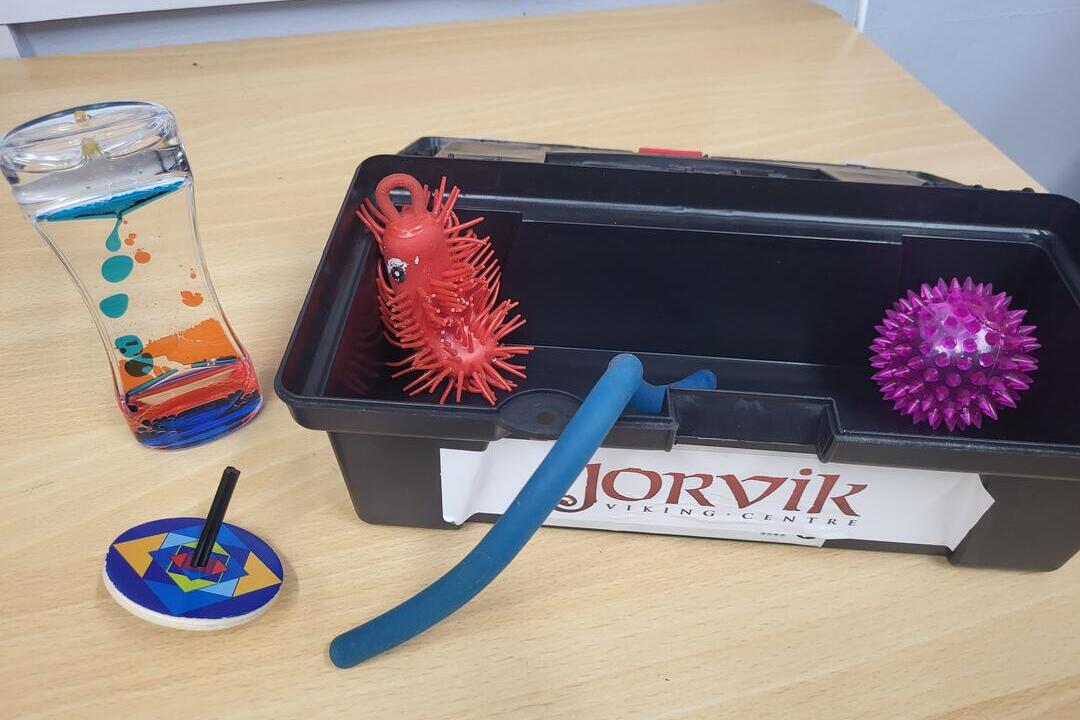 Box with sensory toys