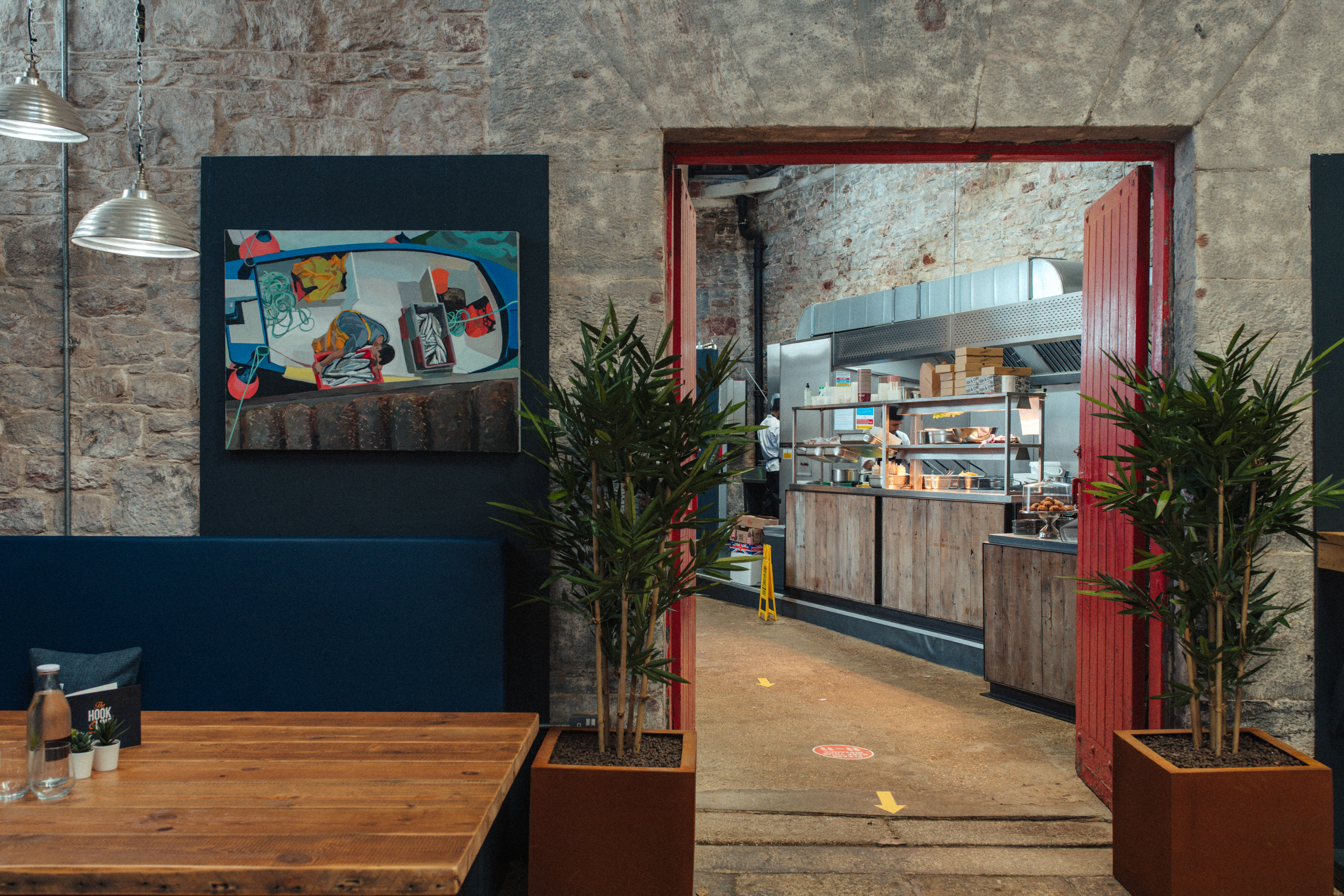 An interior view of the Hook and Line restaurant in Plymouth