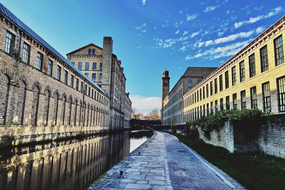 A view along the canal in Saltaire, Yorkshire
