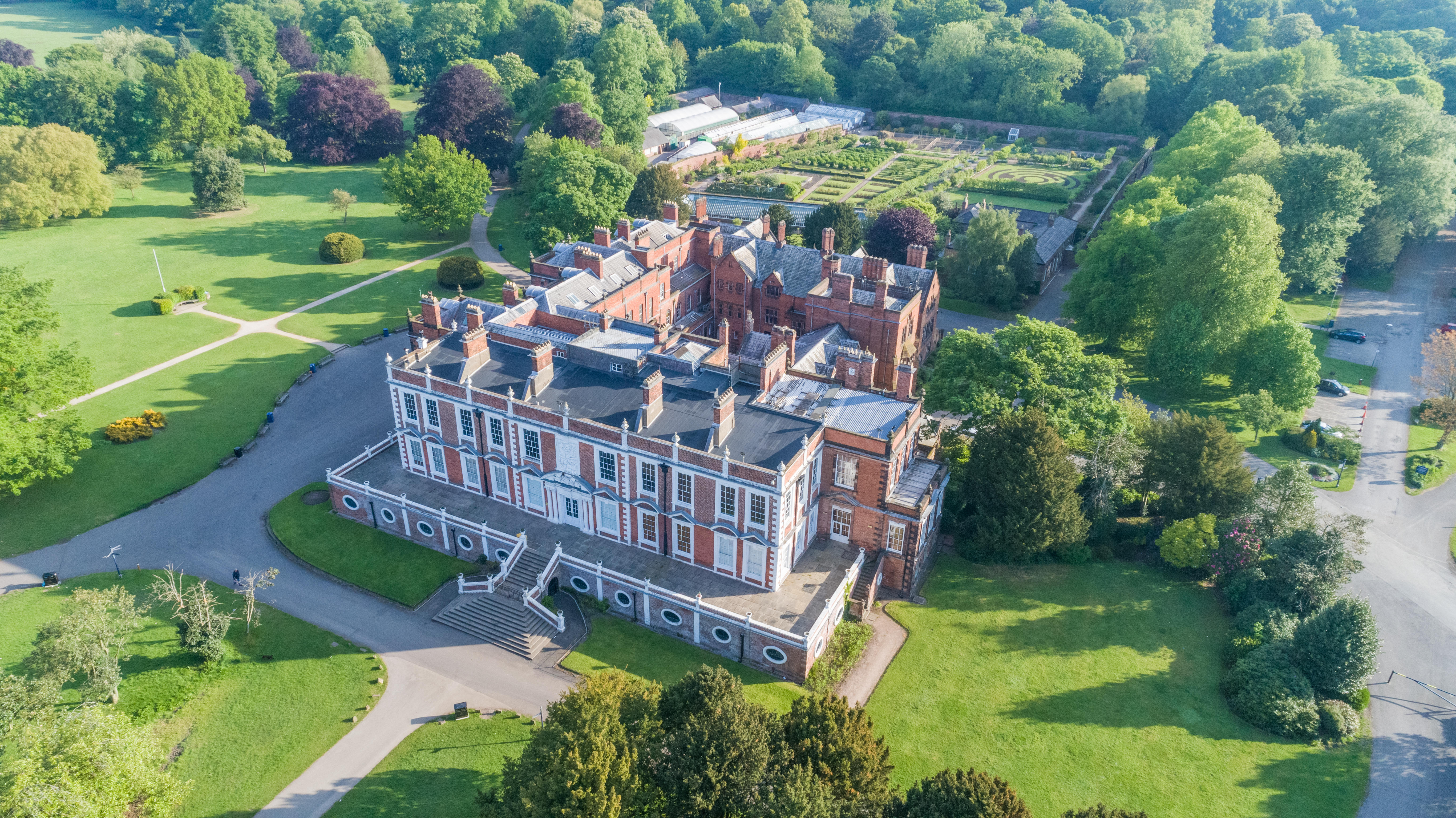 Aerial view of Croxteth Hall Country Park and Stately Home