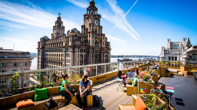 Rooftop of Oh me oh my restaurant in Liverpool