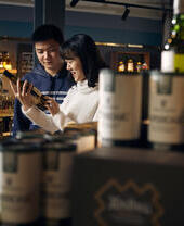 Couple visiting the Clydeside Distillery, Scotland