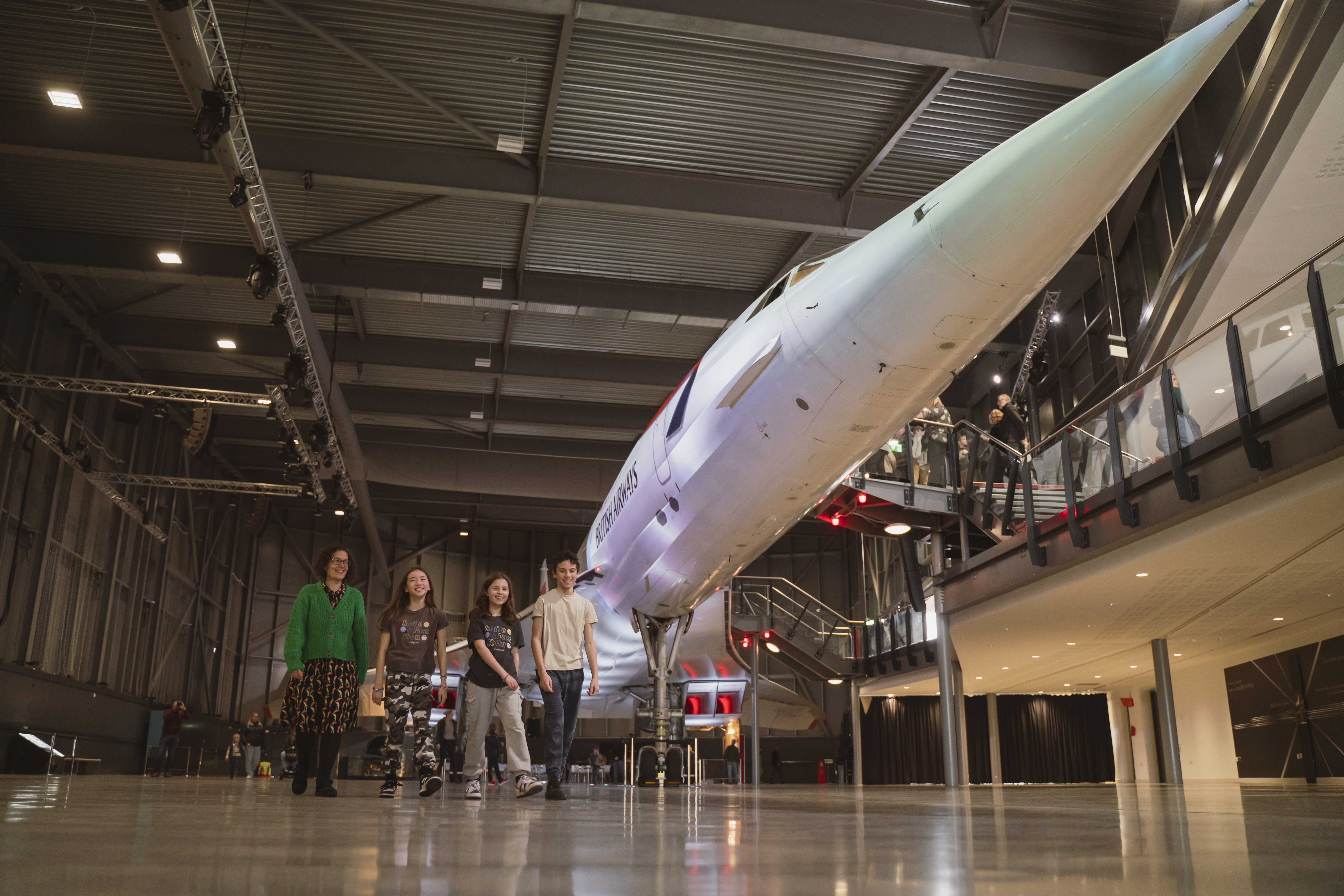 A family explore an Aerospace museum