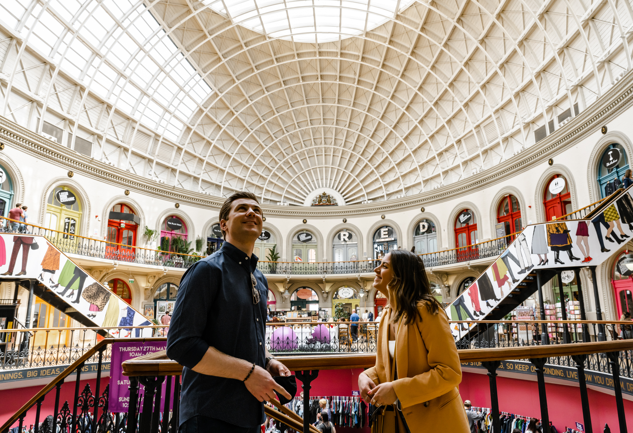 People looking around the interior of Leeds Corn Exchange