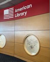 The doors to the American Library in Norwich