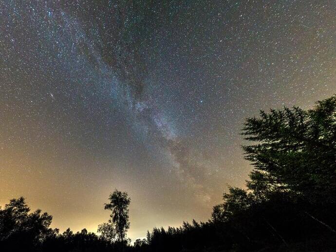 Stars lighting up the night sky above Gisburn Forest, Lancashire