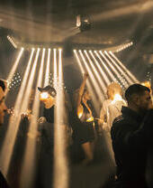 Groups of people on the dance floor at G Bar, Liverpool