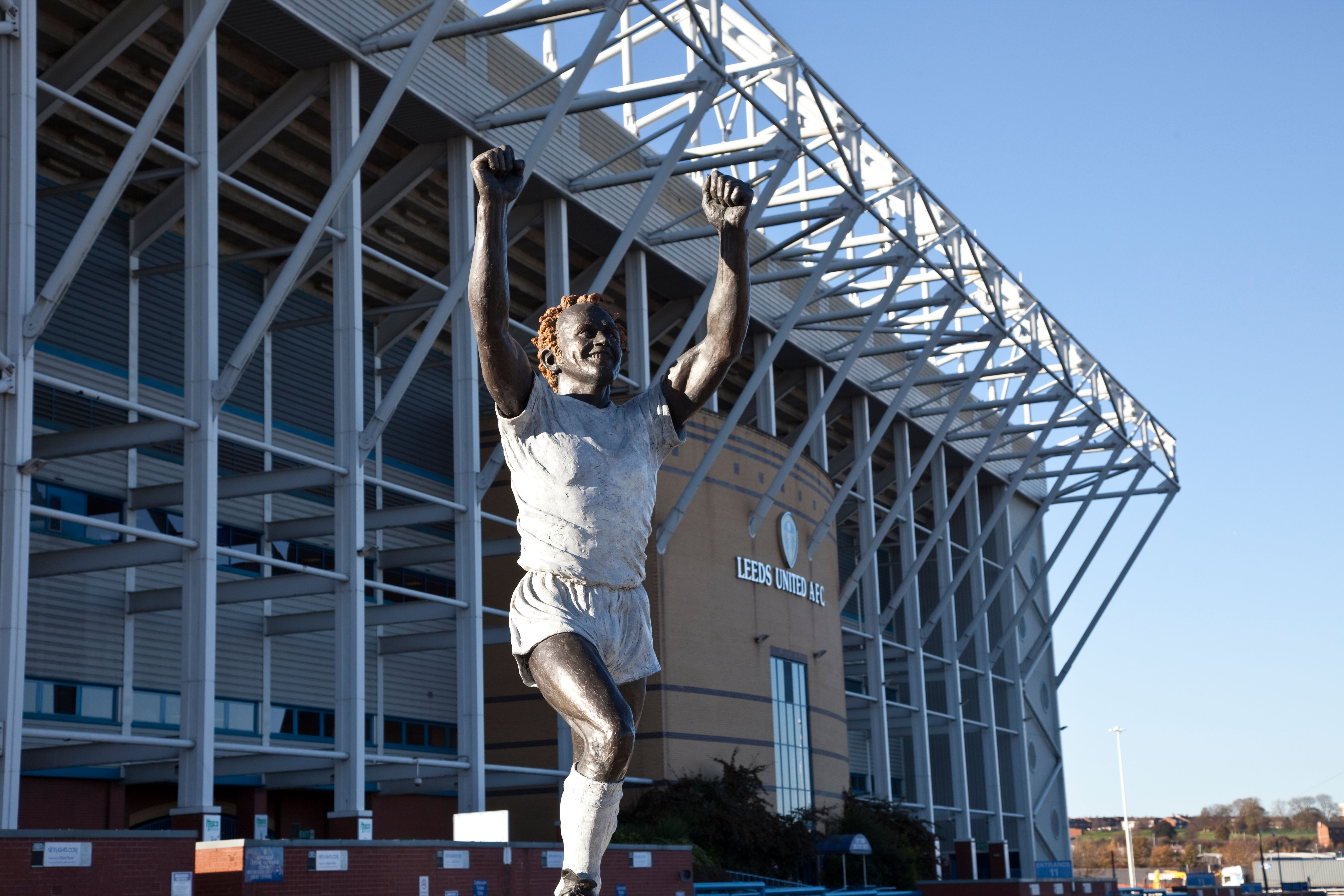 Billy Bremner Sculpture outside the East Stand at Elland Road, home of Leeds United Football Club