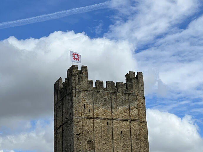 Flag flying at the top of Richmond Castle