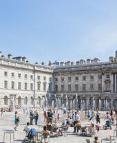 The Edmond J Safra Fountain Court in the centre of Somerset House, London