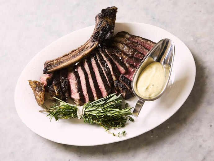 Cote de boeuf with sauce at Emberwood in Bath