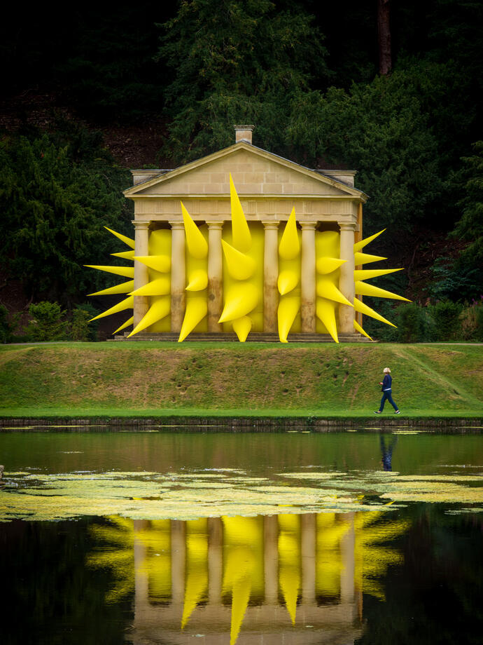 Inflatable artwork 'Spiked' by Steve Messam exhibit at Fountains Abbey