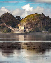 A castle overlooking a firth