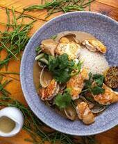 A bird's eye view of a dish at The Old Boathouse, Northumberland