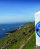 Marker alongside a coastal walking trail