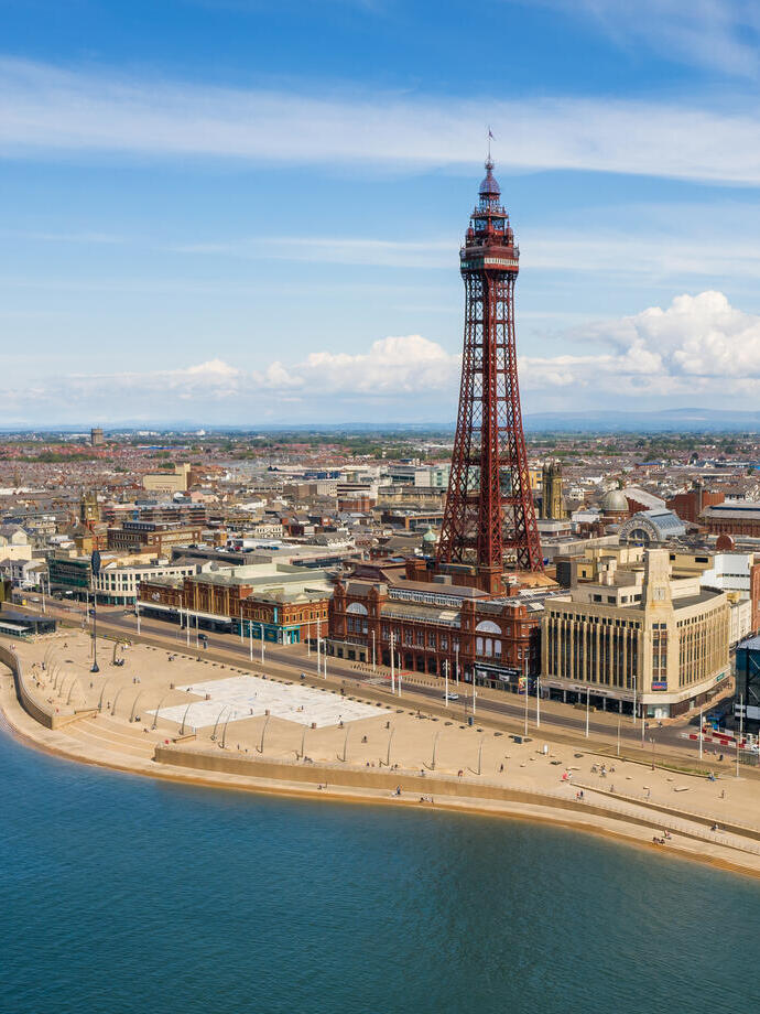 Blackpool seafront and Blackpool Tower.
