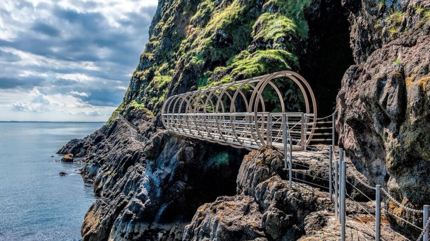Cliffside walkway overlooking the sea