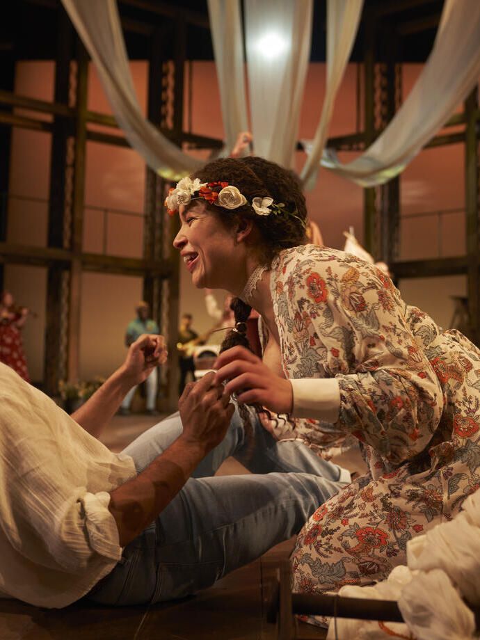 Actors on stage at the Royal Shakespeare Theatre in Stratford-upon-Avon