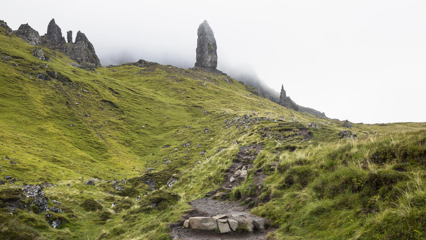 A path leading up to the Old Man of Storr, Scotland