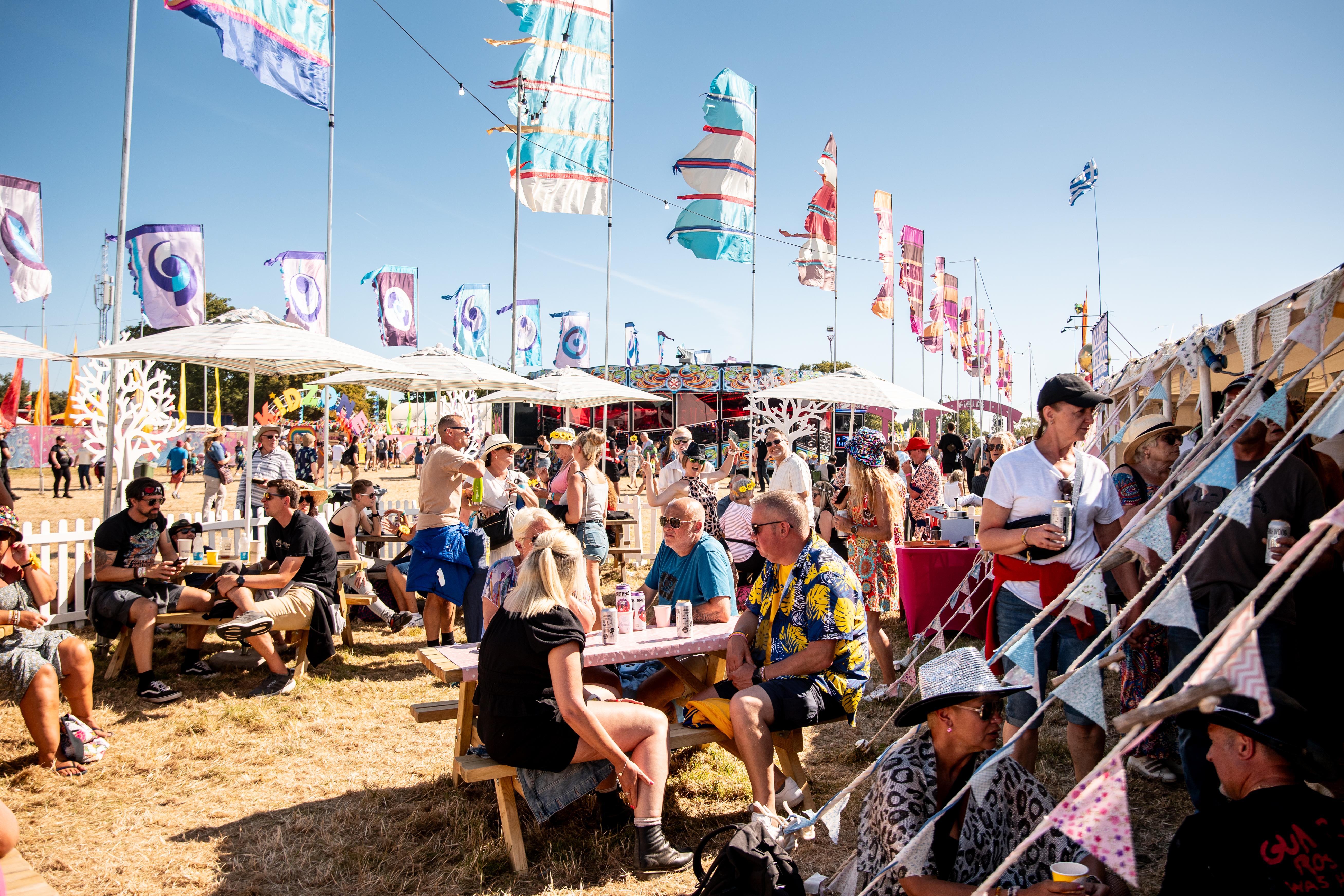 People enjoying a summer music festival