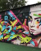 Arte di strada su un muro a Leicester