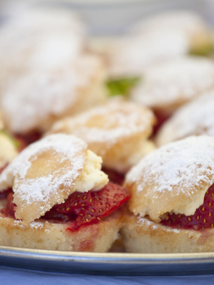 Scones with strawberry jam for a traditional English tea.