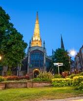 Holy Trinity Church at dusk in Coventry