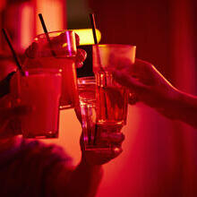 Friends toasting drink glasses