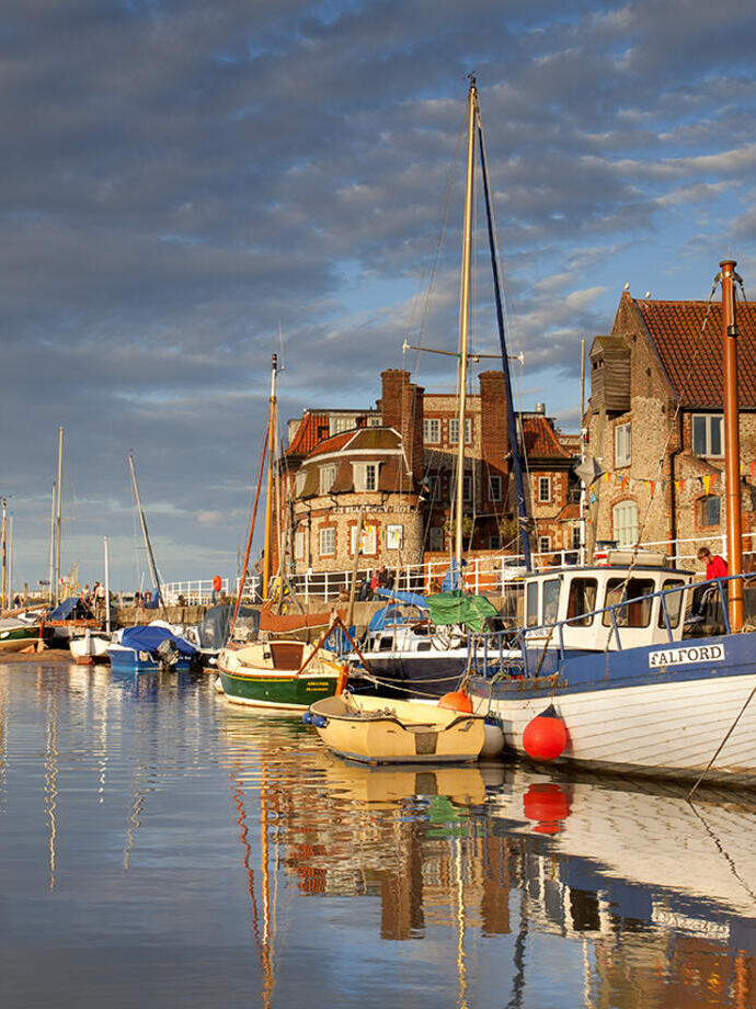 Boats moored in Blakeney Harbour