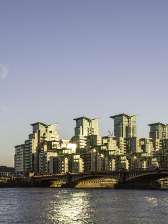 View of Vauxhall from across the River Thames, London