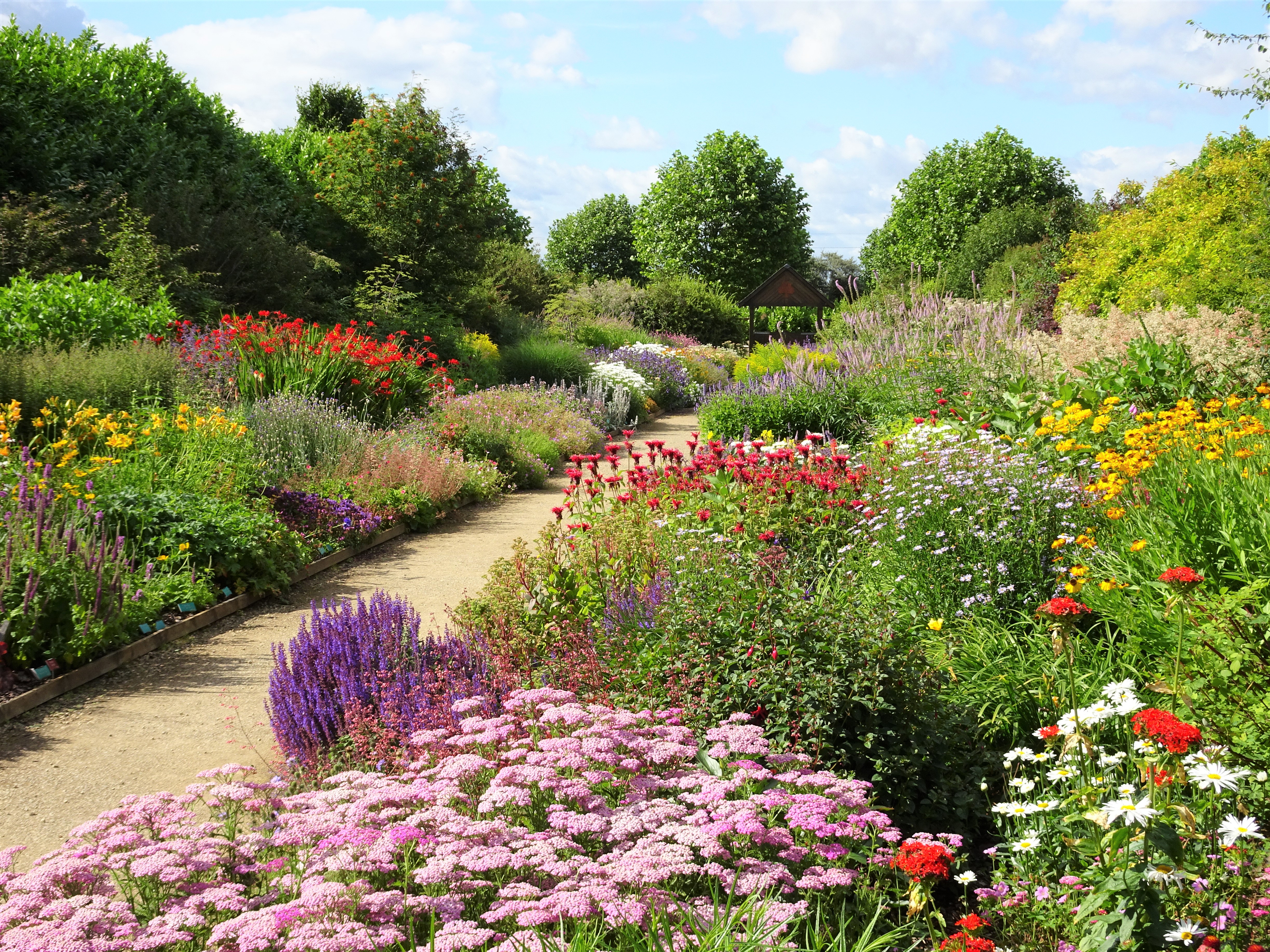 Blumenbeete im Breezy Knees Gardens in York