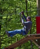 Man on a zipline