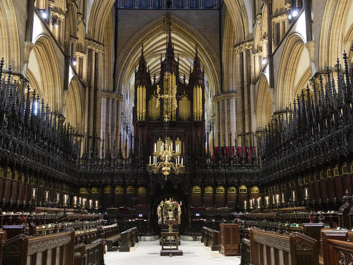 A view of the central area inside Lincoln Cathedral