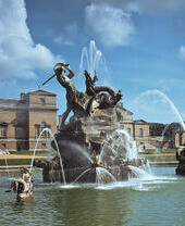 The outdoor water fountain at Holkham Hall
