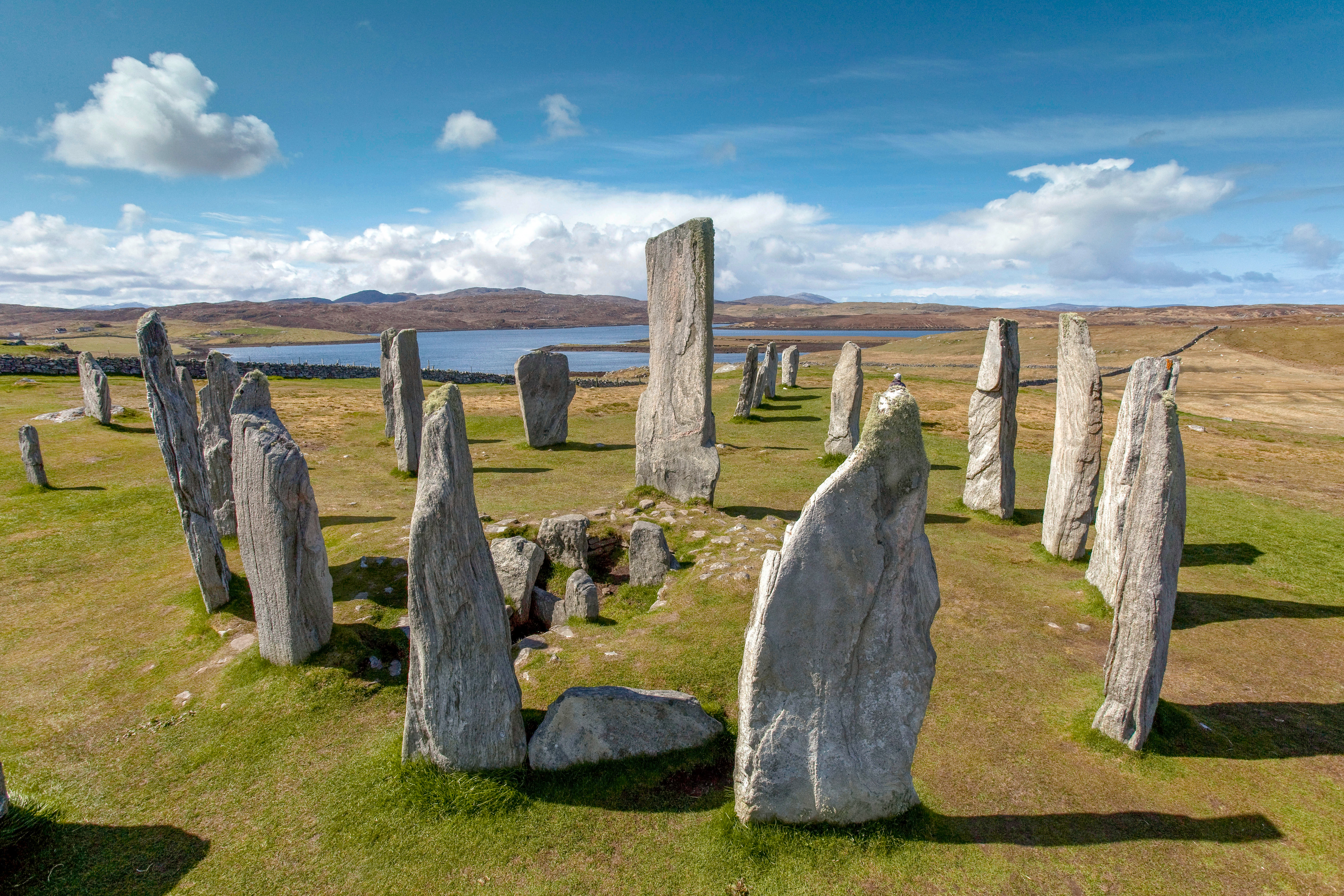 Circle of standing stones overlooking a bay