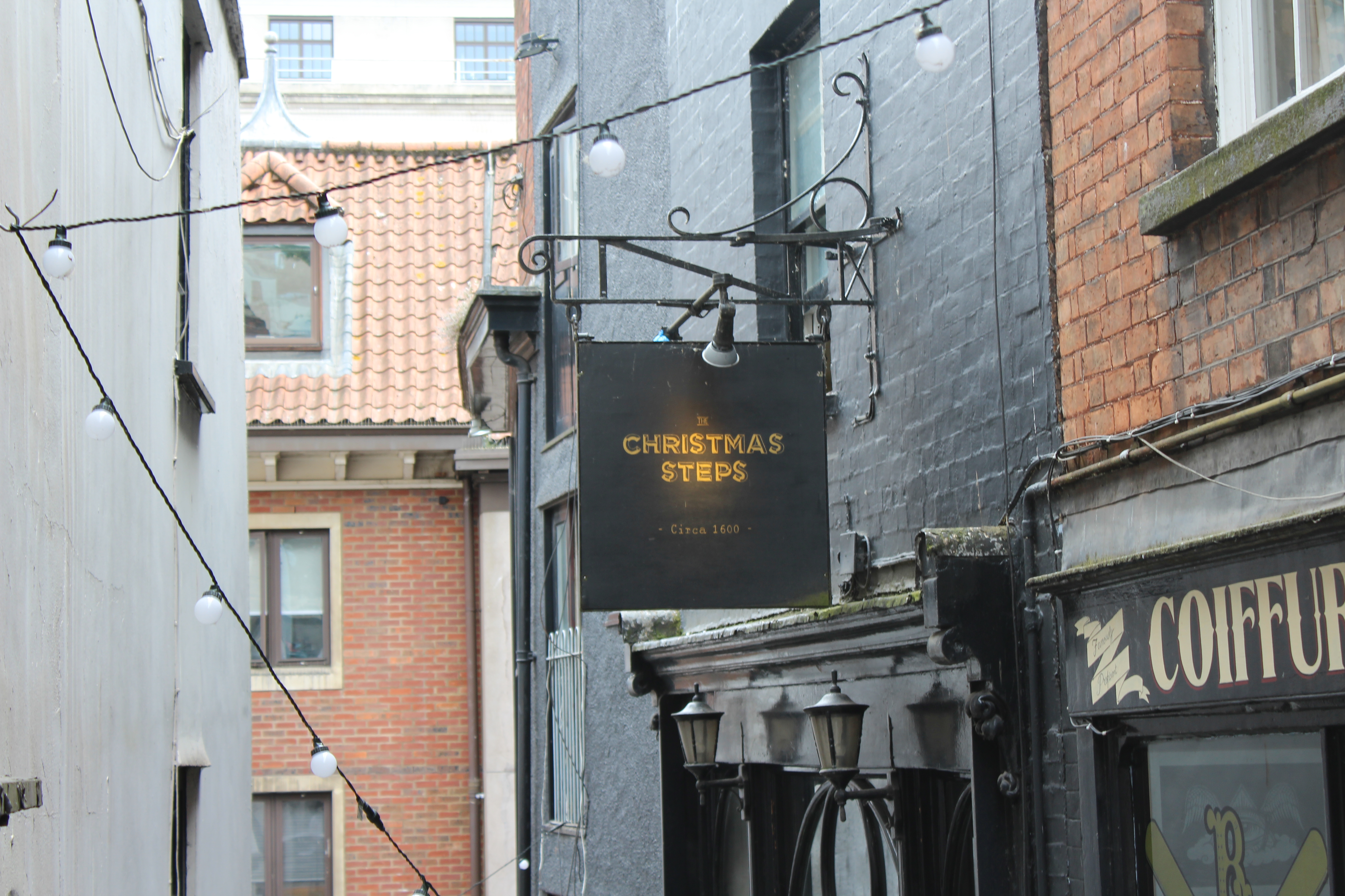 The exterior of the Christmas Steps in Bristol