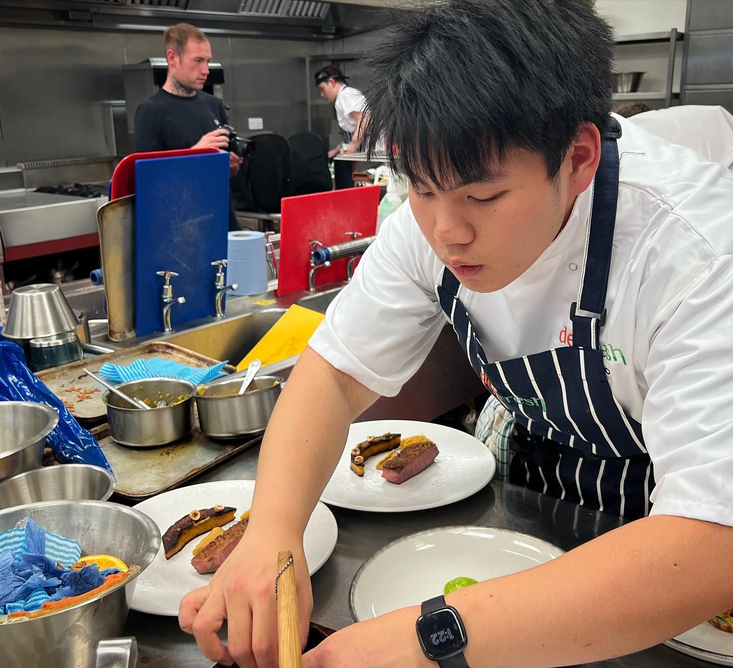 Chef preparing food in restaurant