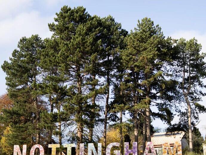 A display highlighting the city of Nottingham