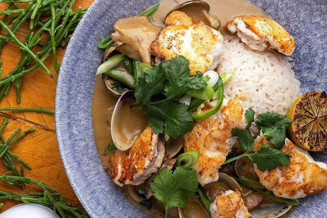 A bird's eye view of a dish at The Old Boathouse, Northumberland