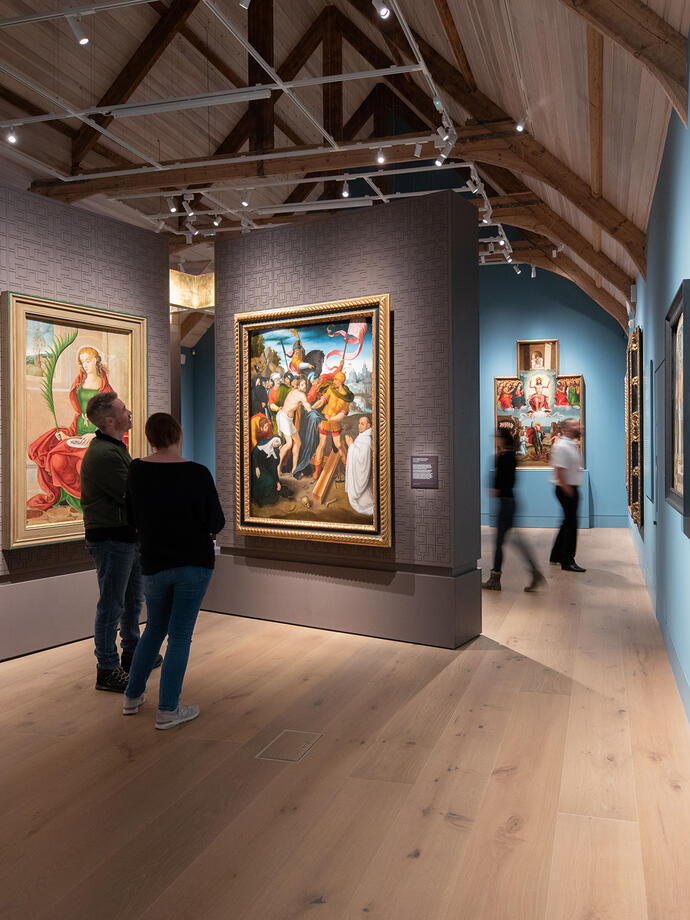 Gemälde, die frühe Einflüsse auf die Kunst des spanischen Goldenen Zeitalters zeigen, in der Spanish Gallery in Bishop Auckland.