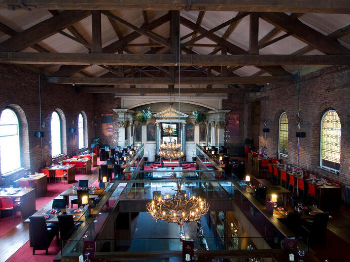 Ropewalks district, the Alma de Cuba bar restaurant, old Polish church transformed into a lounge
