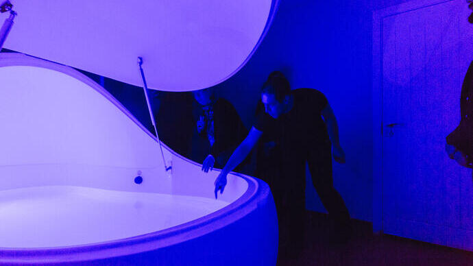 A floatation tank being prepared for a spa treatment at The Floating Spa in Birmingham