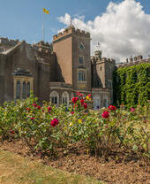 An outside view of Powderham Castle